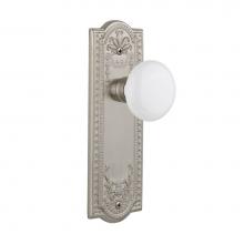 Nostalgic Warehouse 701889 - Nostalgic Warehouse Meadows Plate Privacy White Porcelain Door Knob in Satin Nickel