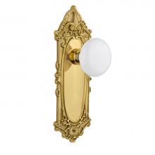 Nostalgic Warehouse 702065 - Nostalgic Warehouse Victorian Plate Double Dummy White Porcelain Door Knob in Polished Brass