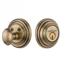 Nostalgic Warehouse 702272 - Nostalgic Warehouse Classic Rosette Single Cylinder Deadbolt in Antique Brass