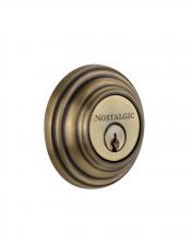 Nostalgic Warehouse 702292 - Nostalgic Warehouse Classic Rosette Double Cylinder Deadbolt in Antique Brass