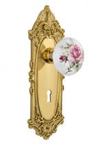 Nostalgic Warehouse 702671 - Nostalgic Warehouse Victorian Plate with Keyhole Passage White Rose Porcelain Door Knob in Unlacqu