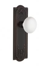 Nostalgic Warehouse 702680 - Nostalgic Warehouse Meadows Plate Privacy White Porcelain Door Knob in Timeless Bronze