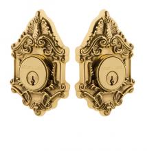 Nostalgic Warehouse 702363 - Nostalgic Warehouse Victorian Plate Double Cylinder Deadbolt in Unlacquered Brass