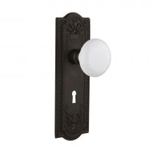 Nostalgic Warehouse 704425 - Nostalgic Warehouse Meadows Plate with Keyhole Privacy White Porcelain Door Knob in Oil-Rubbed Bro