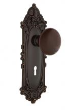 Nostalgic Warehouse 707916 - Nostalgic Warehouse Victorian Plate with Keyhole Passage Brown Porcelain Door Knob in Timeless Bro