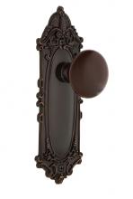 Nostalgic Warehouse 708145 - Nostalgic Warehouse Victorian Plate Privacy Brown Porcelain Door Knob in Timeless Bronze