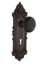 Nostalgic Warehouse 708173 - Nostalgic Warehouse Victorian Plate with Keyhole Privacy Black Porcelain Door Knob in Timeless Bro