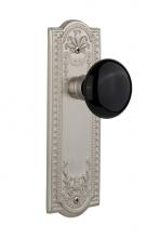 Nostalgic Warehouse 708998 - Nostalgic Warehouse Meadows Plate Passage Black Porcelain Door Knob in Satin Nickel