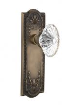 Nostalgic Warehouse 709130 - Nostalgic Warehouse Meadows Plate Passage Oval Fluted Crystal Glass Door Knob in Antique Brass