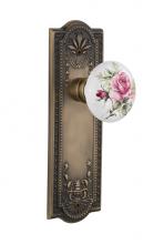 Nostalgic Warehouse 709179 - Nostalgic Warehouse Meadows Plate Passage White Rose Porcelain Door Knob in Antique Brass