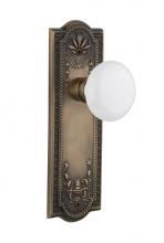 Nostalgic Warehouse 709204 - Nostalgic Warehouse Meadows Plate Passage White Porcelain Door Knob in Antique Brass