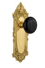 Nostalgic Warehouse 709867 - Nostalgic Warehouse Victorian Plate Passage Black Porcelain Door Knob in Unlacquered Brass