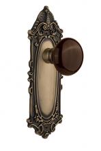 Nostalgic Warehouse 709868 - Nostalgic Warehouse Victorian Plate Passage Brown Porcelain Door Knob in Antique Brass