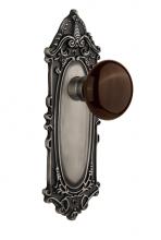 Nostalgic Warehouse 709869 - Nostalgic Warehouse Victorian Plate Passage Brown Porcelain Door Knob in Antique Pewter