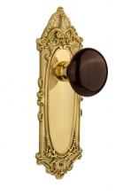 Nostalgic Warehouse 709871 - Nostalgic Warehouse Victorian Plate Passage Brown Porcelain Door Knob in Polished Brass