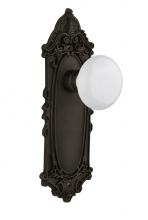 Nostalgic Warehouse 709985 - Nostalgic Warehouse Victorian Plate Passage White Porcelain Door Knob in Oil-Rubbed Bronze