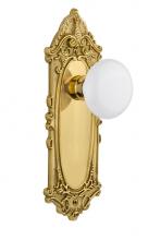 Nostalgic Warehouse 709989 - Nostalgic Warehouse Victorian Plate Passage White Porcelain Door Knob in Unlacquered Brass