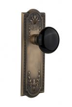 Nostalgic Warehouse 710014 - Nostalgic Warehouse Meadows Plate Passage Black Porcelain Door Knob in Antique Brass