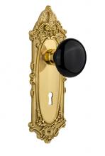 Nostalgic Warehouse 710093 - Nostalgic Warehouse Victorian Plate with Keyhole Passage Black Porcelain Door Knob in Polished Bra