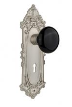 Nostalgic Warehouse 710094 - Nostalgic Warehouse Victorian Plate with Keyhole Passage Black Porcelain Door Knob in Satin Nickel