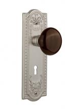 Nostalgic Warehouse 710513 - Nostalgic Warehouse Meadows Plate with Keyhole Passage Brown Porcelain Door Knob in Satin Nickel