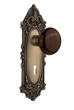 Nostalgic Warehouse 710529 - Nostalgic Warehouse Victorian Plate with Keyhole Passage Brown Porcelain Door Knob in Antique Bras