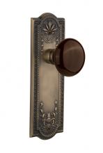 Nostalgic Warehouse 710742 - Nostalgic Warehouse Meadows Plate Privacy Brown Porcelain Door Knob in Antique Brass