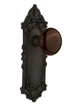 Nostalgic Warehouse 710766 - Nostalgic Warehouse Victorian Plate Privacy Brown Porcelain Door Knob in Oil-Rubbed Bronze