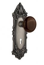 Nostalgic Warehouse 710818 - Nostalgic Warehouse Victorian Plate with Keyhole Privacy Brown Porcelain Door Knob in Antique Pewt