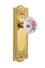 Nostalgic Warehouse 710898 - Nostalgic Warehouse Meadows Plate Passage White Rose Porcelain Door Knob in Polished Brass