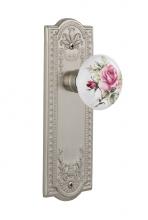 Nostalgic Warehouse 710899 - Nostalgic Warehouse Meadows Plate Passage White Rose Porcelain Door Knob in Satin Nickel