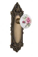 Nostalgic Warehouse 710915 - Nostalgic Warehouse Victorian Plate Passage White Rose Porcelain Door Knob in Antique Brass