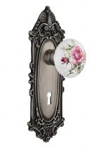 Nostalgic Warehouse 710970 - Nostalgic Warehouse Victorian Plate with Keyhole Passage White Rose Porcelain Door Knob in Antique