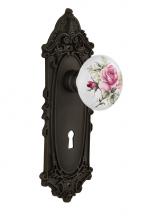 Nostalgic Warehouse 710972 - Nostalgic Warehouse Victorian Plate with Keyhole Passage White Rose Porcelain Door Knob in Oil-Rub