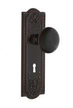 Nostalgic Warehouse 711060 - Nostalgic Warehouse Meadows Plate with Keyhole Passage Black Porcelain Door Knob in Timeless Bronz