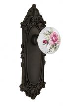 Nostalgic Warehouse 711206 - Nostalgic Warehouse Victorian Plate Privacy White Rose Porcelain Door Knob in Oil-Rubbed Bronze