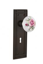 Nostalgic Warehouse 711239 - Nostalgic Warehouse Meadows Plate with Keyhole Privacy White Rose Porcelain Door Knob in Oil-Rubbe