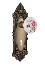 Nostalgic Warehouse 711257 - Nostalgic Warehouse Victorian Plate with Keyhole Privacy White Rose Porcelain Door Knob in Antique