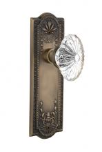 Nostalgic Warehouse 711774 - Nostalgic Warehouse Meadows Plate Passage Oval Fluted Crystal Glass Door Knob in Antique Brass