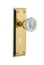 Nostalgic Warehouse 711827 - Nostalgic Warehouse New York Plate with Keyhole Passage Crystal Glass Door Knob in Polished Brass