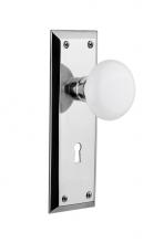 Nostalgic Warehouse 712118 - Nostalgic Warehouse New York Plate with Keyhole Passage White Porcelain Door Knob in Bright Chrome