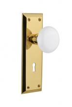 Nostalgic Warehouse 717050 - Nostalgic Warehouse New York Plate with Keyhole Passage White Porcelain Door Knob in Unlacquered B