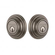 Nostalgic Warehouse 719113 - Nostalgic Warehouse Classic Rosette Double Cylinder Deadbolt in Antique Pewter