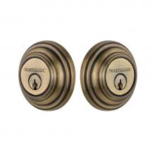 Nostalgic Warehouse 719119 - Nostalgic Warehouse Classic Rosette Double Cylinder Deadbolt in Antique Brass