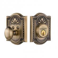 Nostalgic Warehouse 726061 - Nostalgic Warehouse Meadows Plate Single Cylinder Deadbolt in Antique Brass