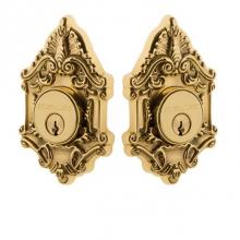 Nostalgic Warehouse 733034 - Nostalgic Warehouse Victorian Plate Double Cylinder Deadbolt in Polished Brass