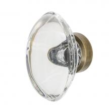 Nostalgic Warehouse 750009 - Nostalgic Warehouse Oval Clear Crystal 1 3/4'' Cabinet Knob in Antique Brass