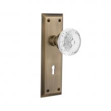 Nostalgic Warehouse 752006 - Nostalgic Warehouse New York Plate Privacy with Keyhole Crystal Meadows Knob in Antique Brass