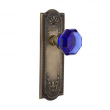 Nostalgic Warehouse 722380 - Nostalgic Warehouse Meadows Plate Single Dummy Waldorf Cobalt Door Knob in Antique Brass