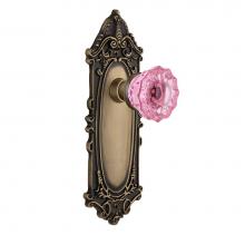 Nostalgic Warehouse 722660 - Nostalgic Warehouse Victorian Plate Single Dummy Crystal Pink Glass Door Knob in Antique Brass